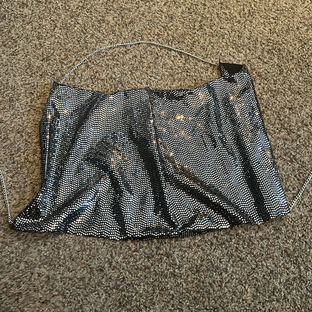 SHEIN open back chain sequin halter top
